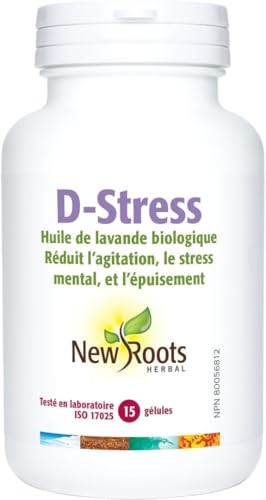 New Roots Herbal Huile de Lavande Bio D-Stress 60 Gélules Molles Approvisionnement de 60 Jours - Aide à Détendre le Corps et à Apaiser l'Esprit