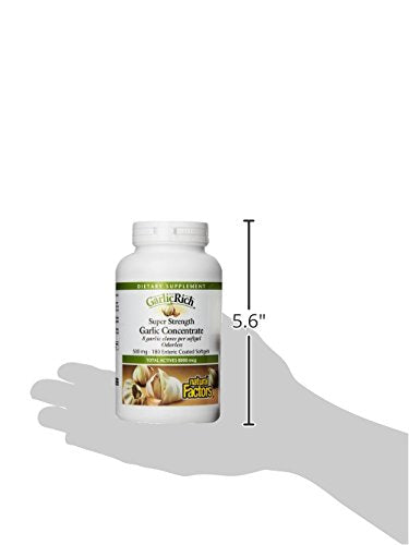 Natural Factors, Garlic Rich, Super Strength Garlic Concentrate, 500 mg, 180 Enteric Coated Softgels by Natural Factors
