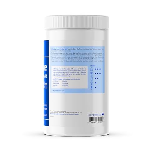 CanPrev L-Tyrosine Poudre d'Acides Aminés Végétalienne 220g - 5g par cuillère pour la Concentration, la Clarté Mentale et le Soutien Cognitif, le Fonctionnement Cérébral et la Mémoire - Formule Facile à Mélanger, Idéale pour les Boissons et les Smoothies