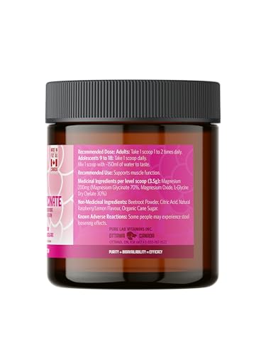 Pure Lab Vitamins Mélange en poudre de glycinate de magnésium framboise-citron