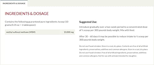 PURICA Équin MSM Végétalien en Poudre - Supplément Pur & Organique pour Chevaux pour le Soutien Articulaire, 1kg