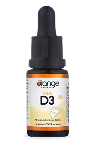 Orange Naturals - Vitamin D3 Drops - Liquid Natural Orange Flavour- 400IU for Kids - 15ml - Cholecalciferol Vitamin D3 Liquid Drops - Bone Health, Teeth Health & Immune System Support