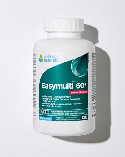 Platinum Naturals Easymulti 60+ for Women - Comprehensive Multivitamin with CoQ10, Omega & Fish Oil for Heart Health, Enhanced with Calcium, Vitamin D3 & B Complex for Immune Support