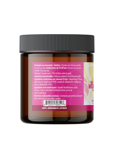 Pure Lab Vitamins Mélange en poudre de glycinate de magnésium framboise-citron