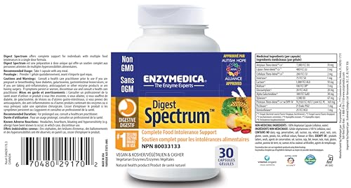 Enzymedica - Digest Spectrum - Broad-Spectrum Digestive Enzyme Supplement for Comfortable Mealtime Experience, Helps with Food Sensitivity Support, Dairy, Gluten-Free