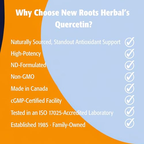 New Roots Herbal - Quercétine en capsules - Antioxydant d'origine végétale - Maintien d'une santé optimale, protection des capillaires, soutien des vaisseaux sanguins et de la circulation - Sans gluten et sans OGM