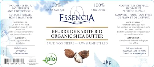 Essencia Organic Raw Unrefined Shea Butter, Deeply Moisturizes, Softens & Restores Skin & Hair - Natural Hydration for Face, Body & Lips, Boosts Shine, Texture & Elasticity - DIY Beauty Essential