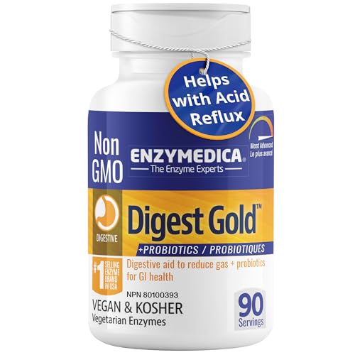 Enzymedica - Digest Gold + PROBIOTICS, 45 Vegan Capsules - Digestive Aid to Reduce Gas and Probiotics for GI Health - Indigestion, Bloating and Heartburn Relief - Non-GMO & Gluten-Free