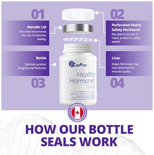 CanPrev Healthy Hormones 60 V-Caps (approvisionnement de 30 jours) - Contient de l'indole-3-carbinol, du gattilier, de l'actée à grappes noires, du magnésium, des vitamines B6 et D3 - Conçu pour soutenir le bien-être féminin et l'équilibre hormonal