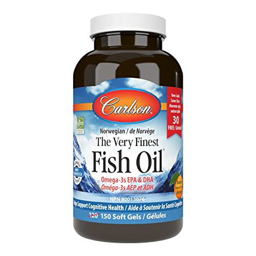 Carlson - The Very Finest Fish Oil, 350 mg Omega-3s, Norwegian Fish Oil Supplement, Wild Caught Omega-3 Fish Oil, Sustainably Sourced Fish Oil Capsules, Omega 3 Supplement