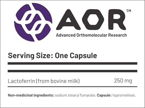 AOR Lactoferrin 250mg, 60 Capsules 60-Day Supply - Supports Balanced Iron Levels & Antioxidant Properties - Non-GMO Vegetarian Formula for Energy, Vitality & Strong Bones, Promotes Iron Utilization