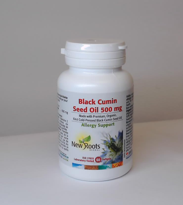 New Roots Herbal - Huile de cumin noir - Huile de graines de nigelle bio pressée à froid - Soulage les éternuements, les démangeaisons oculaires, le nez bouché et la congestion nasale