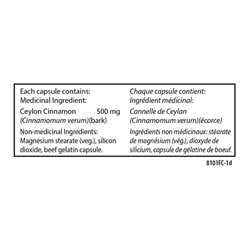 Carlson - Cannelle de Ceylan, Suppléments de Vraie Cannelle, 500 mg, Pilules d'Extrait de Cannelle, Gélules de Cannelle de Ceylan
