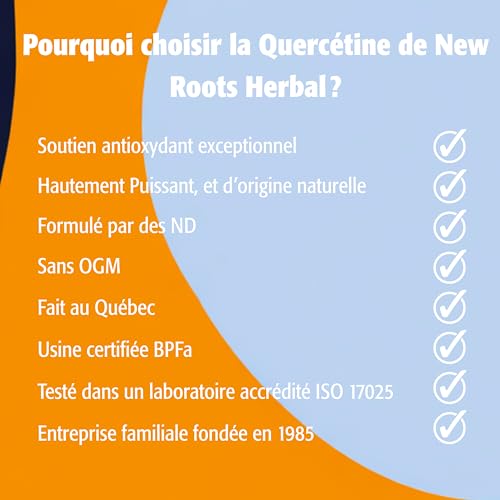 New Roots Herbal - Quercétine en capsules - Antioxydant d'origine végétale - Maintien d'une santé optimale, protection des capillaires, soutien des vaisseaux sanguins et de la circulation - Sans gluten et sans OGM