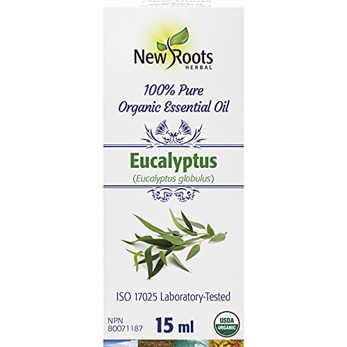 New Roots Herbal - Eucalyptus Essential Oil - 15 ml - 100% Pure - Certified Organic Eucalyptus globulus