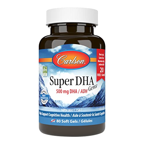 Carlson - Super DHA Gems, 1000 mg DHA Supplements, Wild-Caught Norwegian Arctic Omega 3 Fish Oil Supplement, Sustainably Sourced Fish Oil Capsules