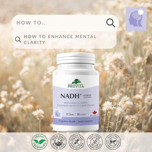 Provita NADH+ FORTE avec CoQ10 & Chlorophylle | Soutient la santé cognitive | Augmente le métabolisme énergétique cellulaire (ATP), le nicotinamide adénine dinucléotide (NAD) + l'hydrogène (H) | Formule à absorption et biodisponibilité améliorées