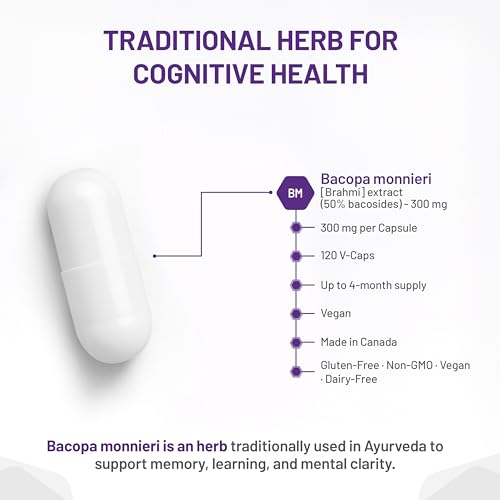 AOR Bacopa Enlighten 300mg - Supplément végétalien et sans gluten pour le soutien cognitif, la clarté mentale et la relaxation, extrait de Bacopa Monnieri, favorise la concentration et un sommeil réparateur