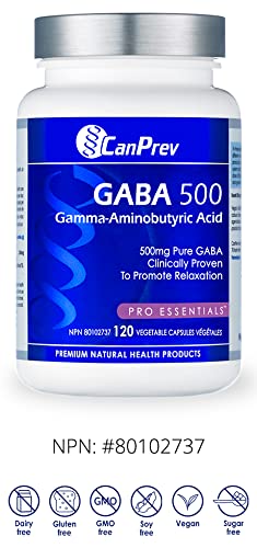 CanPrev GABA Supplement, Capsules, Made in Canada, 500 mg, 120 Day Supply