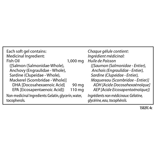 Carlson - Huile de saumon norvégien, 500 mg d'Oméga-3, Complément d'huile de saumon norvégien, Capsules d'huile de saumon Oméga-3 sauvage, Source durable