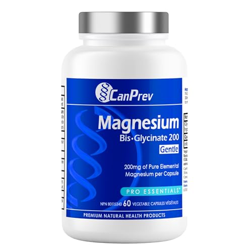 CanPrev - Bisglycinate de magnésium pur 200mg (Doux) | Supplément complexe de chélate élémentaire | Idéal pour les os, les articulations, la digestion, la constipation et un meilleur sommeil | Végétalien