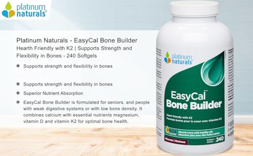 Platinum Naturals - EasyCal Bone Builder | Bon pour le cœur avec K2 | Favorise la force et la souplesse des os