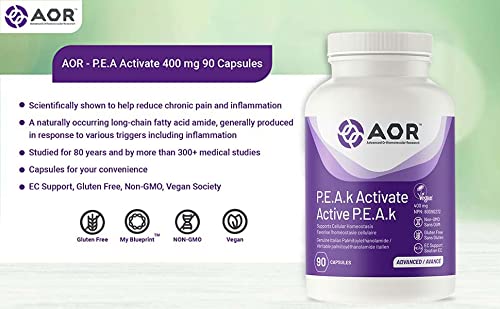 AOR P.E.A.K Activate PEA 400 mg, Vegan Capsules, 90 Capsules, 30 Day Supply
