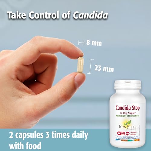 New Roots Herbal - Candida Stop, 90 gélules végétales - Supplément de nettoyage de la candidose - Favorise la santé digestive, améliore les affections cutanées, soutient la santé cérébrale et réduit les envies de sucre