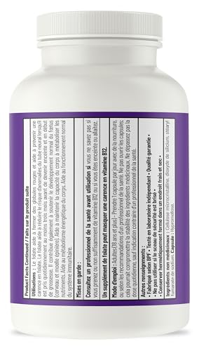 AOR BioFolate 1mg Méthylfolate 5-MTHF Plus Supplément B12, végétalien, sans OGM et sans gluten, Vitamine B9 Folate active, Méthyl B12 pour le soutien cardiovasculaire et le bien-être nutritionnel