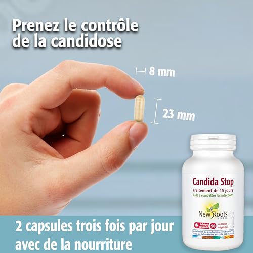 New Roots Herbal - Candida Stop, 90 gélules végétales - Supplément de nettoyage de la candidose - Favorise la santé digestive, améliore les affections cutanées, soutient la santé cérébrale et réduit les envies de sucre