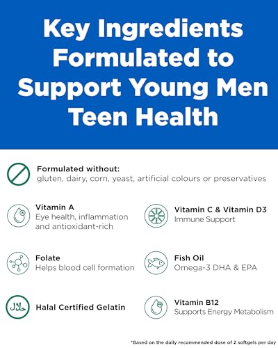 Platinum Naturals - Easymulti Teen for Young Men | DHA | Brain & Skin