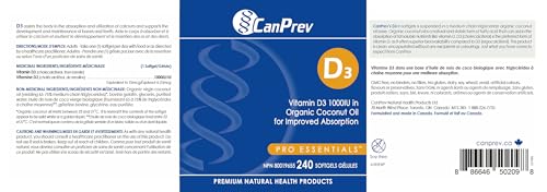 CanPrev D3 - Huile de noix de coco biologique l Aide à la formation et au maintien de la santé des os