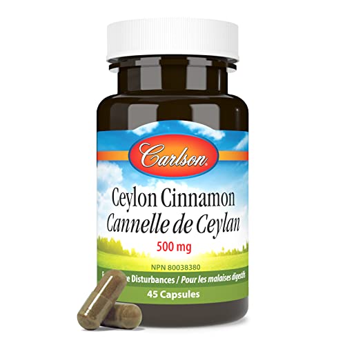 Carlson - Cannelle de Ceylan, Suppléments de Vraie Cannelle, 500 mg, Pilules d'Extrait de Cannelle, Gélules de Cannelle de Ceylan
