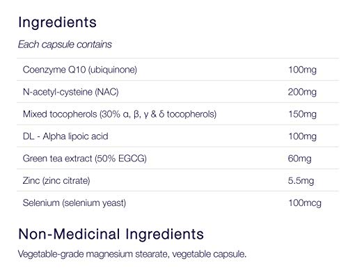 CanPrev Antioxidant Network, 60 V-Caps 60-Day Supply with Coenzyme Q10 100mg NAC, Vitamin E Complex, ALA, Green Tea Extract, Zinc and Selenium - Supports Energy, Cellular Health and Overall Vitality