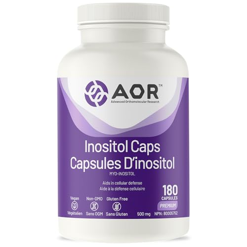 AOR - Inositol Caps 500mg, 90 capsules - Supplément de Myo-Inositol pour le soutien de l'humeur, la santé cérébrale et la santé mentale - Capsules d'Inositol - Aide à réguler les systèmes de signalisation cérébrale