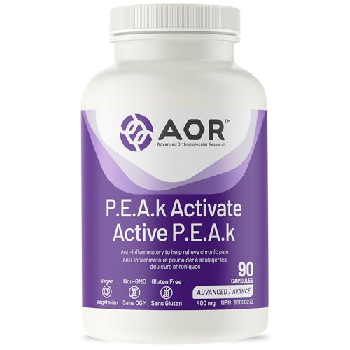 AOR P.E.A.K Activate 400 mg – Supplément de palmitoyléthanolamide (PEA) pour le confort et le bien-être – Sans OGM et végétalien – Supplément de PEA pour un bien-être équilibré et un soutien quotidien