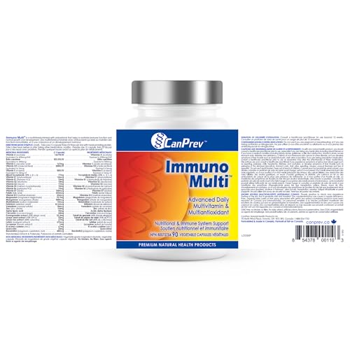 CanPrev Immuno Multi, 90 Veg Caps, 30-Day Supply - Vegan and Non-GMO - Daily Multivitamin with N-Acetyl-Cysteine and 21 Essential Nutrients, Balanced Formula - Includes 10 Antioxidants for Vitality