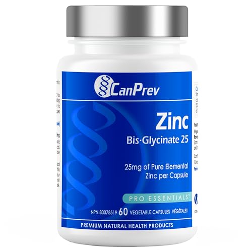 CanPrev Zinc Bis-Glycinate 25mg de zinc élémentaire pur par capsule - Produits de Santé Naturels