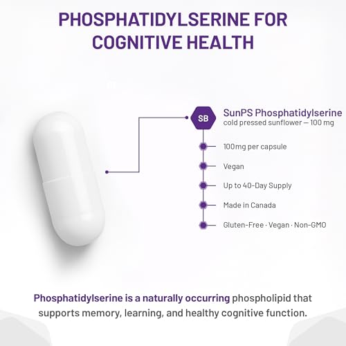 AOR - PS-100 Phosphatidylserine 100mg, 60 gélules - Supplément de phosphatidylsérine pour la santé de la mémoire, suppléments de concentration et supplément cognitif - Suppléments de soutien cérébral pour la mémoire et la concentration
