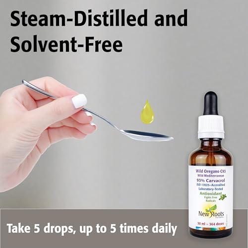 New Roots Herbal - Wild Oregano C93, 15ml Liquid Drops 109-Servings - Wild Mediterranean 93% Carvacrol - Organic Olive Oil Blend - Steam-Distilled, Wild-Crafted Oregano Oil from Origanum Minutiflorum