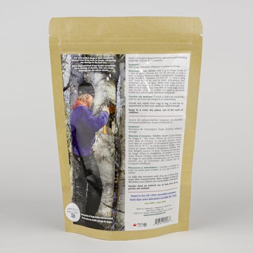 New Roots Herbal Organic Chaga Mushroom Tea Powder, 100g, 33 Servings, Authentic Wild-Crafted Superfood from Canadian Forests, Sustainably Harvested, Supports Vitality, Rich in Antioxidants, Non-GMO