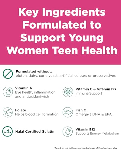 Platinum Naturals - Easymulti Ado pour jeunes femmes | DHA | Cerveau et peau