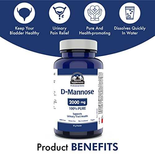 Poudre de D-Mannose pour les infections urinaires (santé des voies urinaires), fièrement canadienne et à impact plastique négatif.