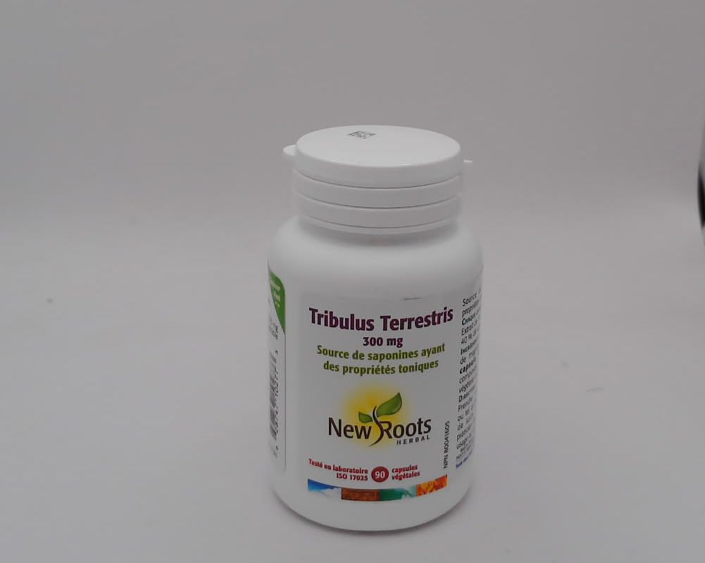 New Roots Herbal Tribulus Terrestris 300 mg, 90 capsules, approvisionnement de 30 jours - Source de saponines aux propriétés toniques, supplément sans stimulant pour hommes, soutient l'énergie, la vitalité et la performance, sans OGM