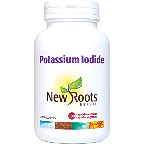 New Roots Herbal Potassium Iodide 800mcg 100 Veg Capsules, 100-Day Supply, Organic Potassium Iodide Supplement for Daily Thyroid Support, Hormone Balance & Energy, Easy to Swallow, Gluten & Dairy-Free