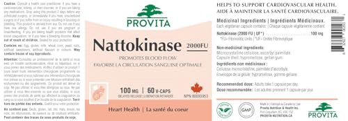 Provita Nattokinase 2000FU - 100mg Puissant antithrombotique - Soutient la santé cardiovasculaire