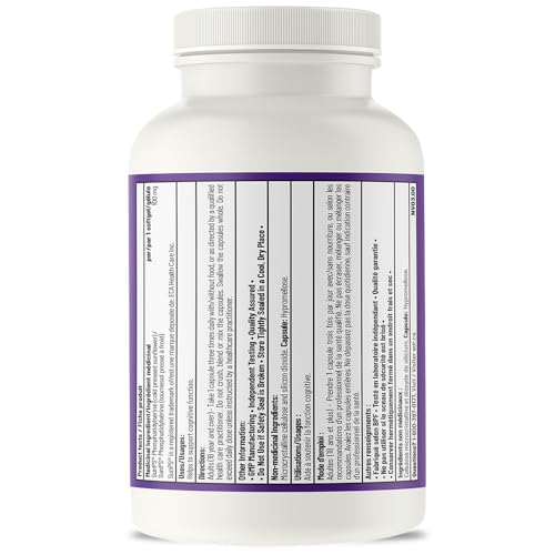 AOR - PS-100 Phosphatidylserine 100mg, 60 gélules - Supplément de phosphatidylsérine pour la santé de la mémoire, suppléments de concentration et supplément cognitif - Suppléments de soutien cérébral pour la mémoire et la concentration