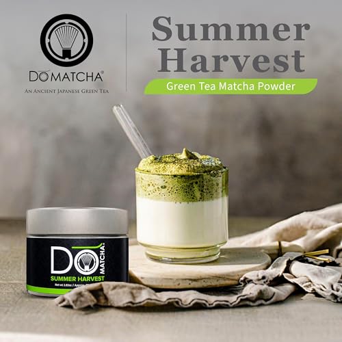 DoMatcha Récolte d'été - Poudre de thé vert matcha japonais pour smoothies, lattes, pâtisseries et créations culinaires - Riche en antioxydants, couleur verte éclatante, certifié casher