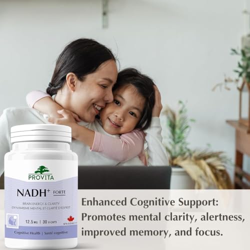 Provita NADH+ FORTE avec CoQ10 & Chlorophylle | Soutient la santé cognitive | Augmente le métabolisme énergétique cellulaire (ATP), le nicotinamide adénine dinucléotide (NAD) + l'hydrogène (H) | Formule à absorption et biodisponibilité améliorées