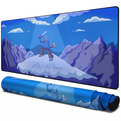 LapisPearl Extended Gaming Mouse Pad, XXL Desk Mat with Artistic Blue Cloud Design, Water-Resistant Surface, Non-Slip Rubber Base, 90 x 40 cm